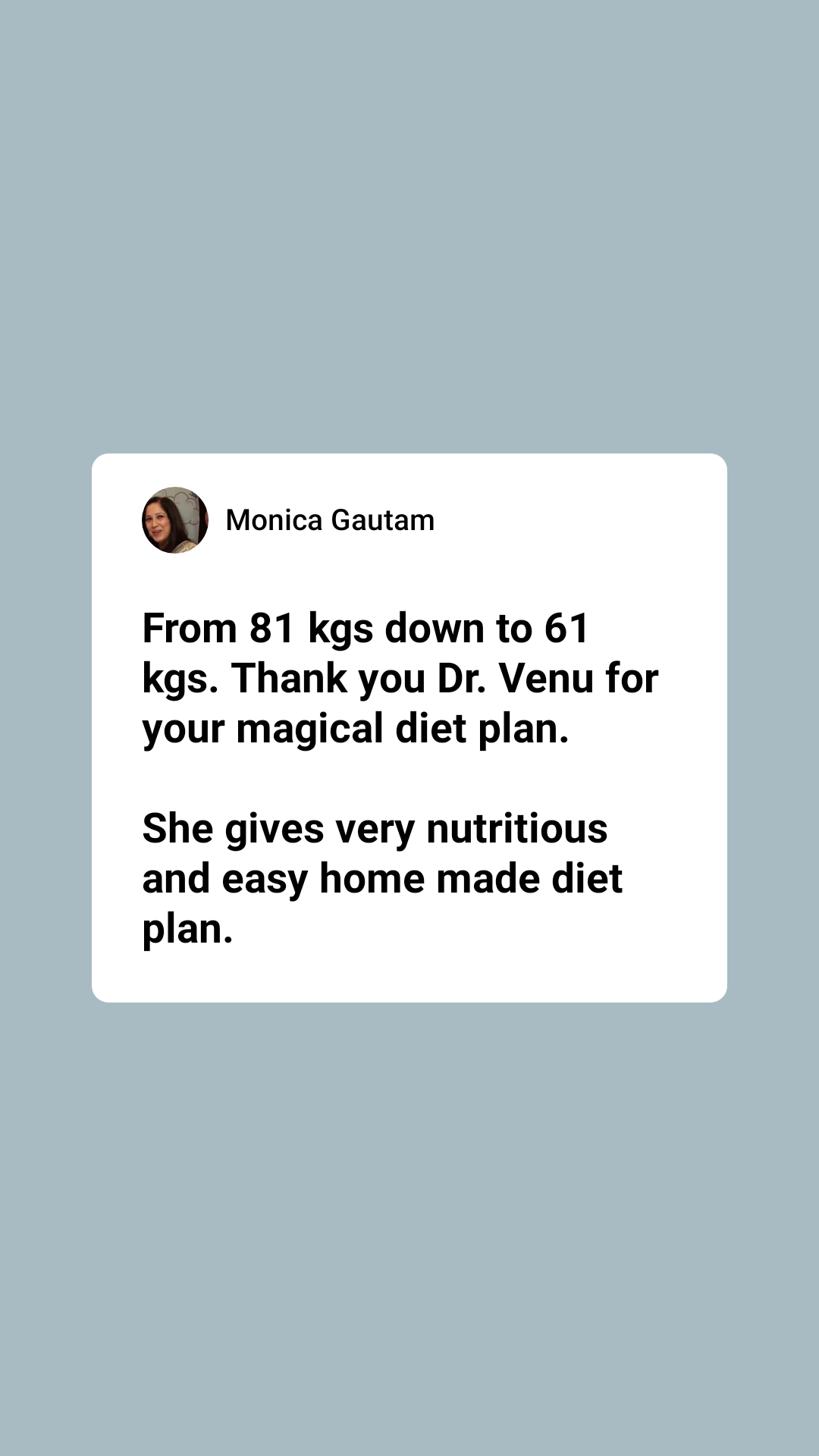 Dietician Venu Aggarwal Das